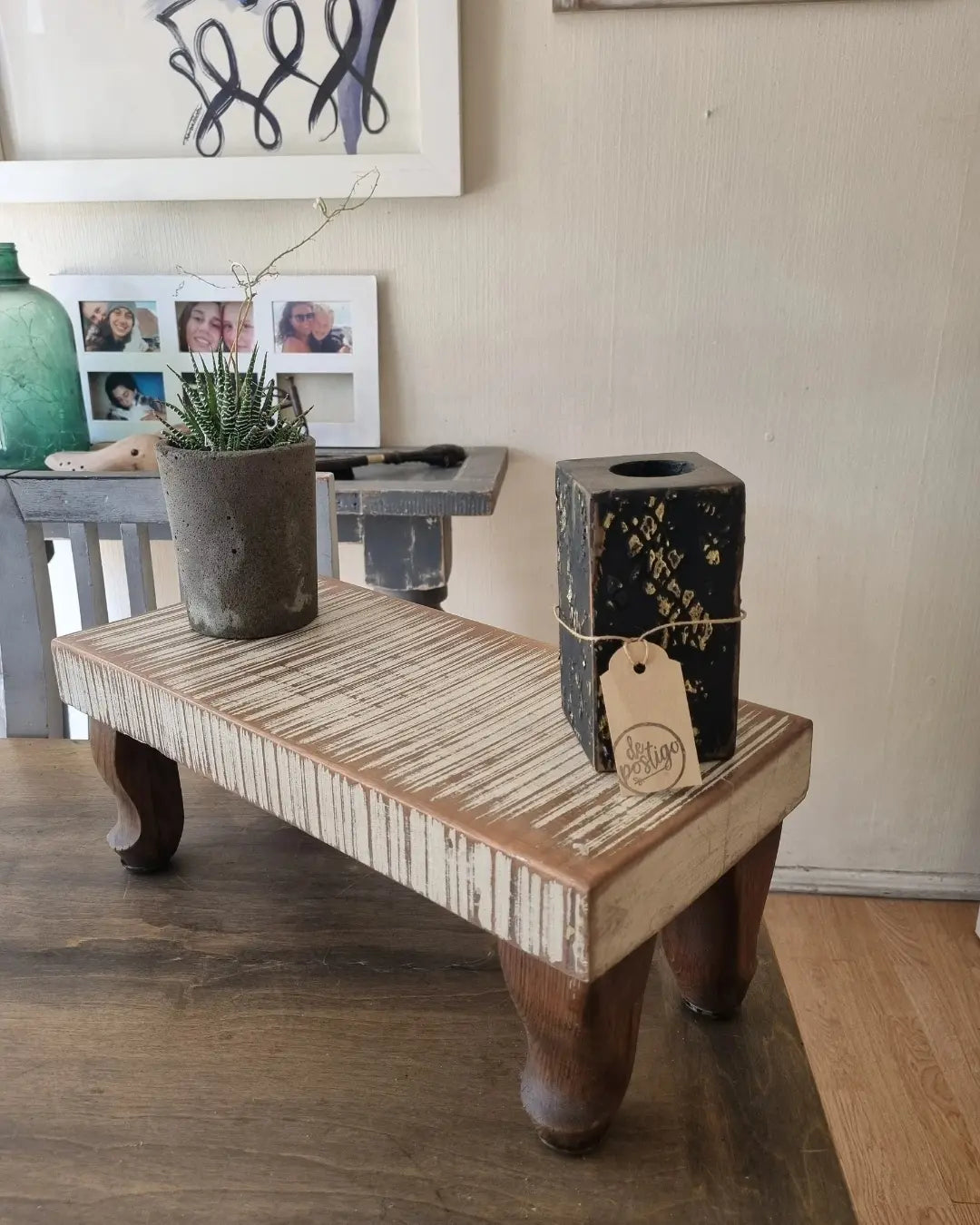 Elevador de mesa de madera recuperada