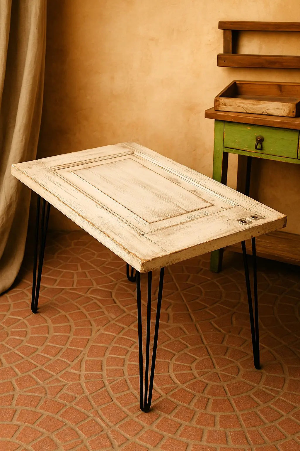 Mesa comedor Rauli 90x60cm patas Hairpin industrial moderna