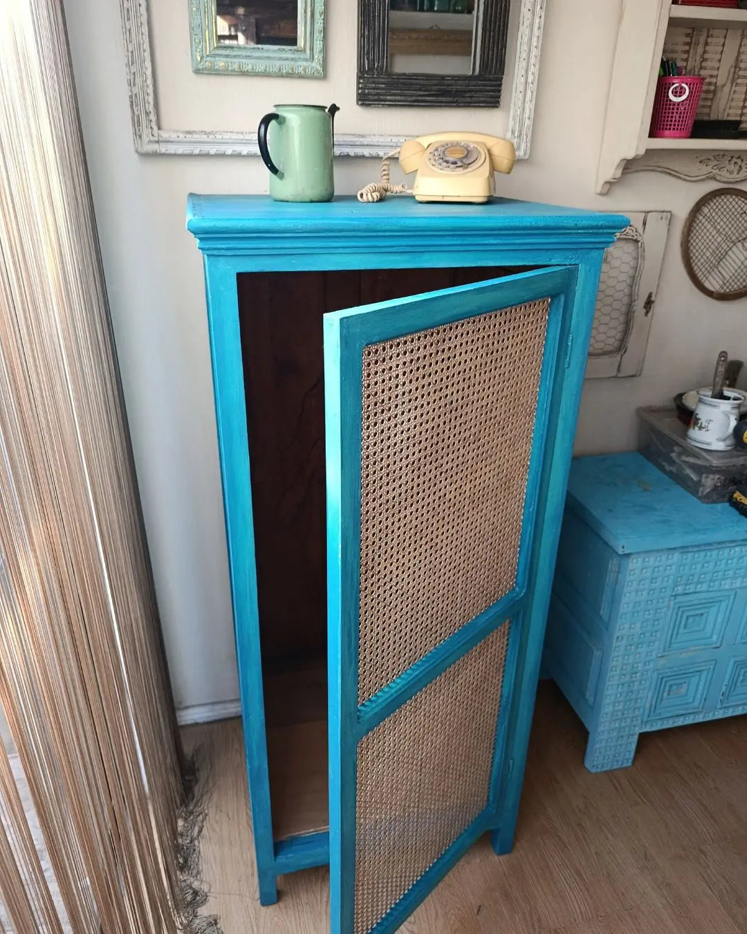 Mueble vintage completo junco madera restaurada 25kg