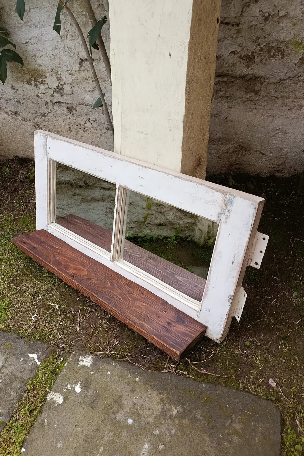 Espejo Ventana Antigua con Repisa - Madera Noble Reciclada