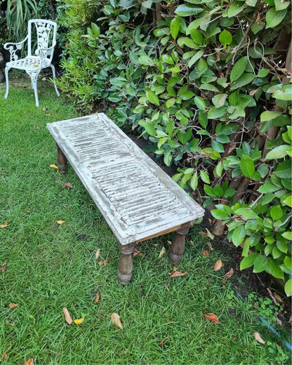 Banca / Mesa Upcyclyng: Mueble con Historia de Celosíaa y madera reciclada