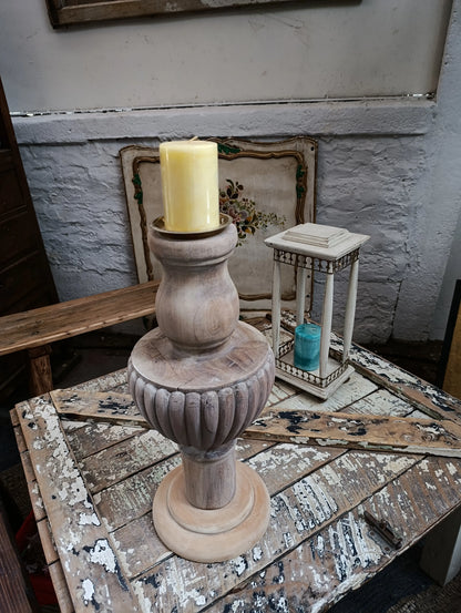 Candelabro de madera y  Bronce Vintage