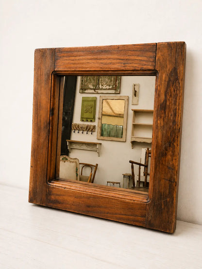 Espejo Marco Madera Antigua Ventana Refaccionada 40x40