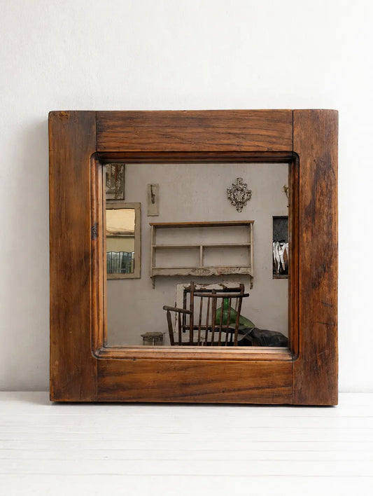 Espejo Marco Madera Antigua Ventana Refaccionada 40x40