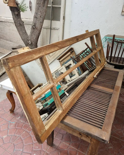 Espejo marco de antigua ventana de madera