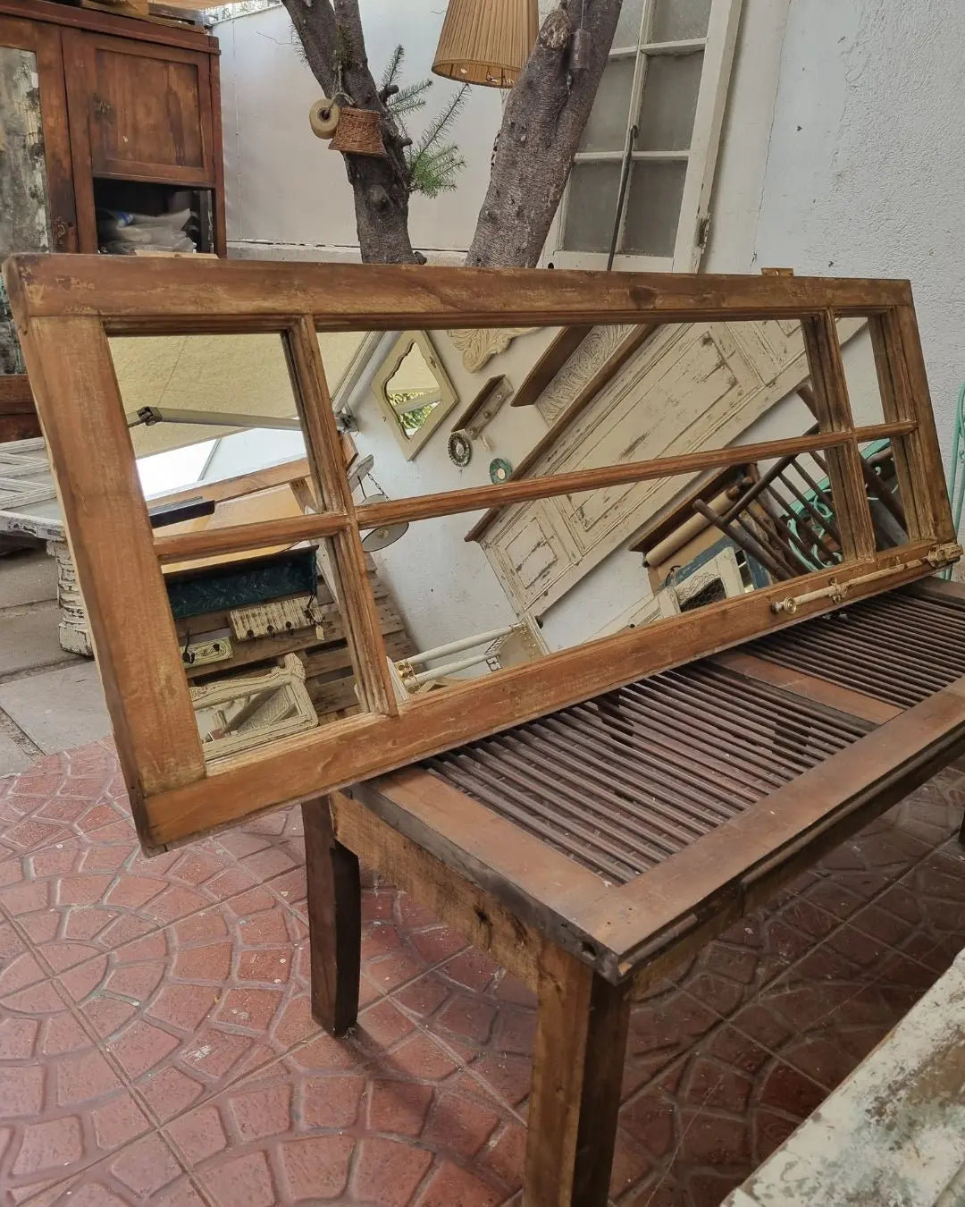 Espejo marco de antigua ventana de madera