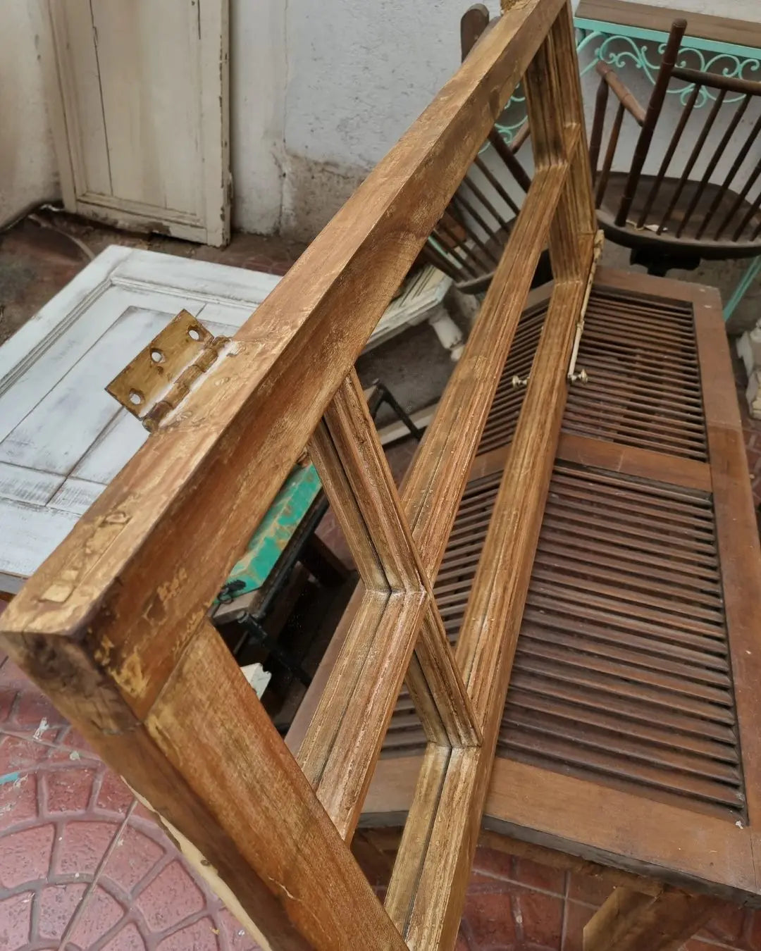 Espejo marco de antigua ventana de madera