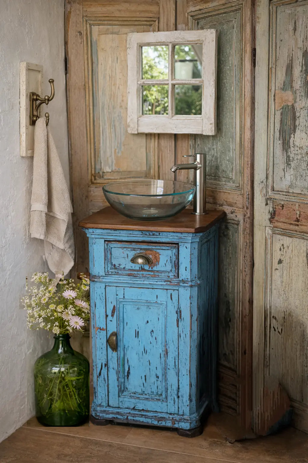 Mueble Lavamanos Vintage Celeste – Pieza única restaurada