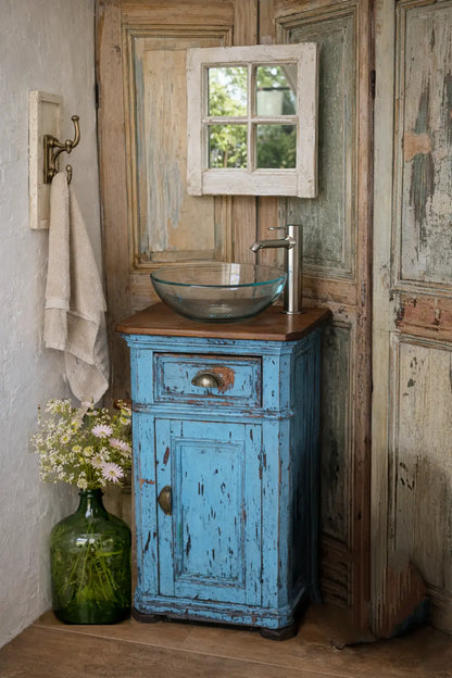 Mueble Lavamanos Vintage Celeste – Pieza única restaurada