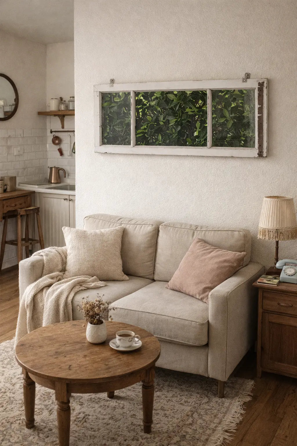 Ventana Vintage con Espejo 3 Espacios - 1.37 x 50 cm