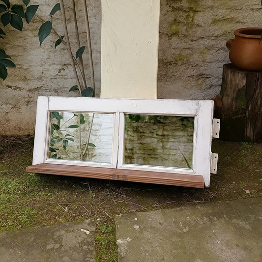 Espejo Ventana Antigua con Repisa - Madera Noble Reciclada