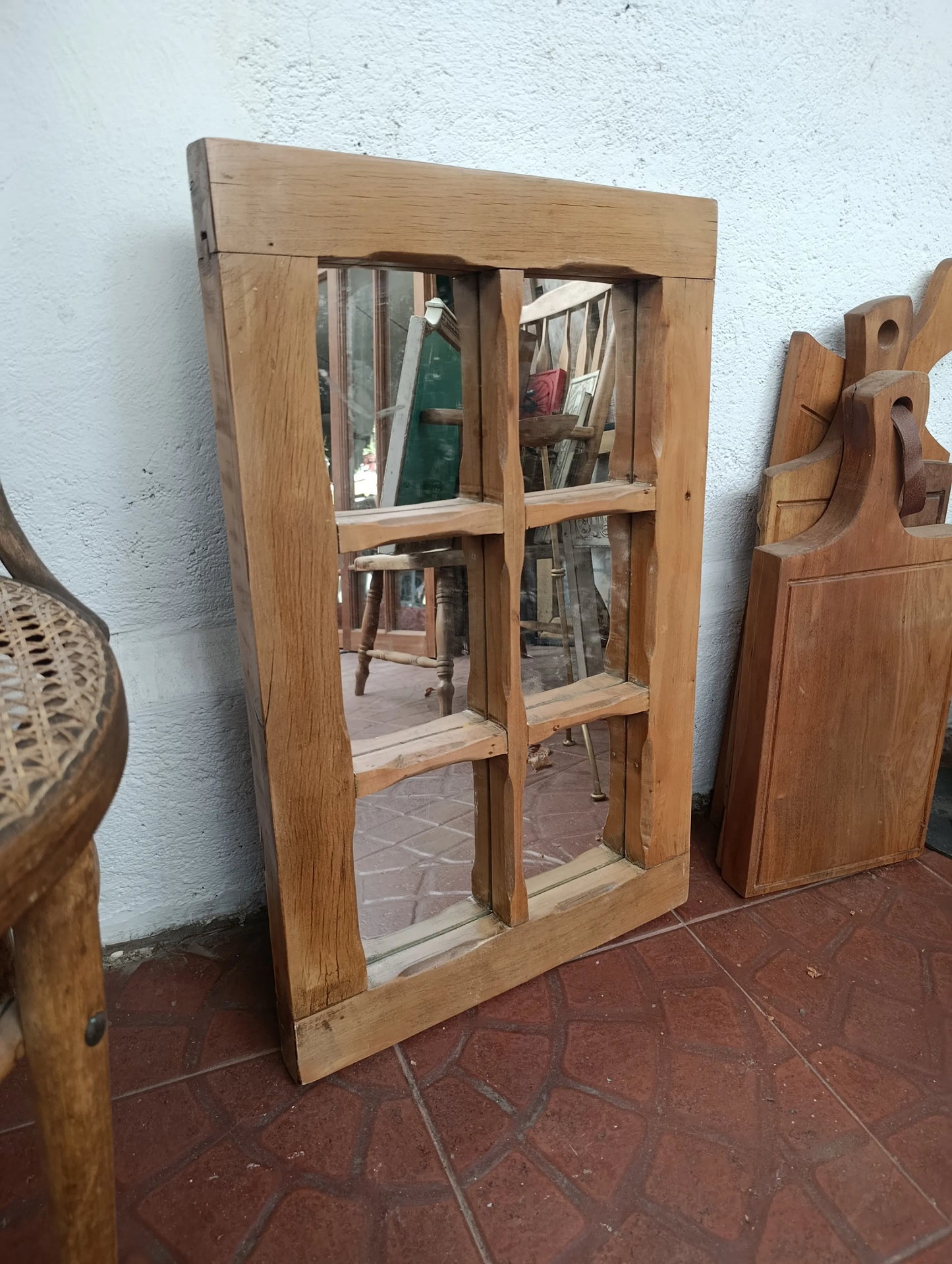 Espejo Ventana de Madera Rescatada | 6 Cuadrantes