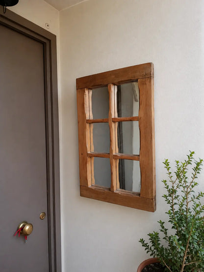 Espejo Ventana de Madera Rescatada | 6 Cuadrantes