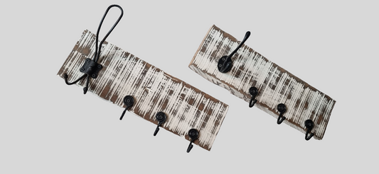 Perchero de Madera de Demolición con Ganchos Antiguos – 43 x 13 cm