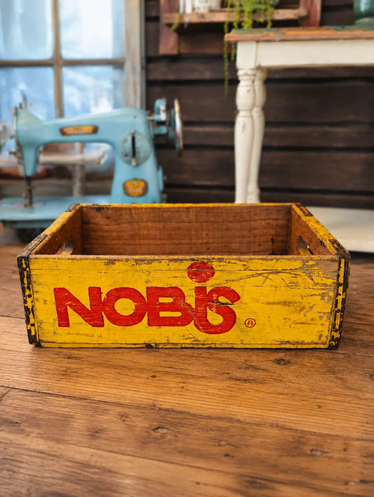 Caja Vintage Nobis Original Amarilla | Madera Antigua Decorativa