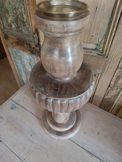 Candelabro de madera y  Bronce Vintage