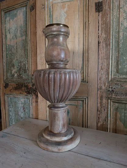 Candelabro de madera y  Bronce Vintage