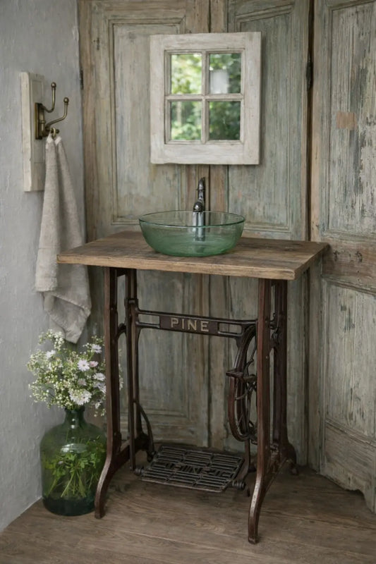 Mueble Base Máquina de Coser Antigua Pine - Lavamanos/Arrimo/Mesita