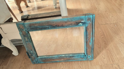 Espejo chico madera y turquesa