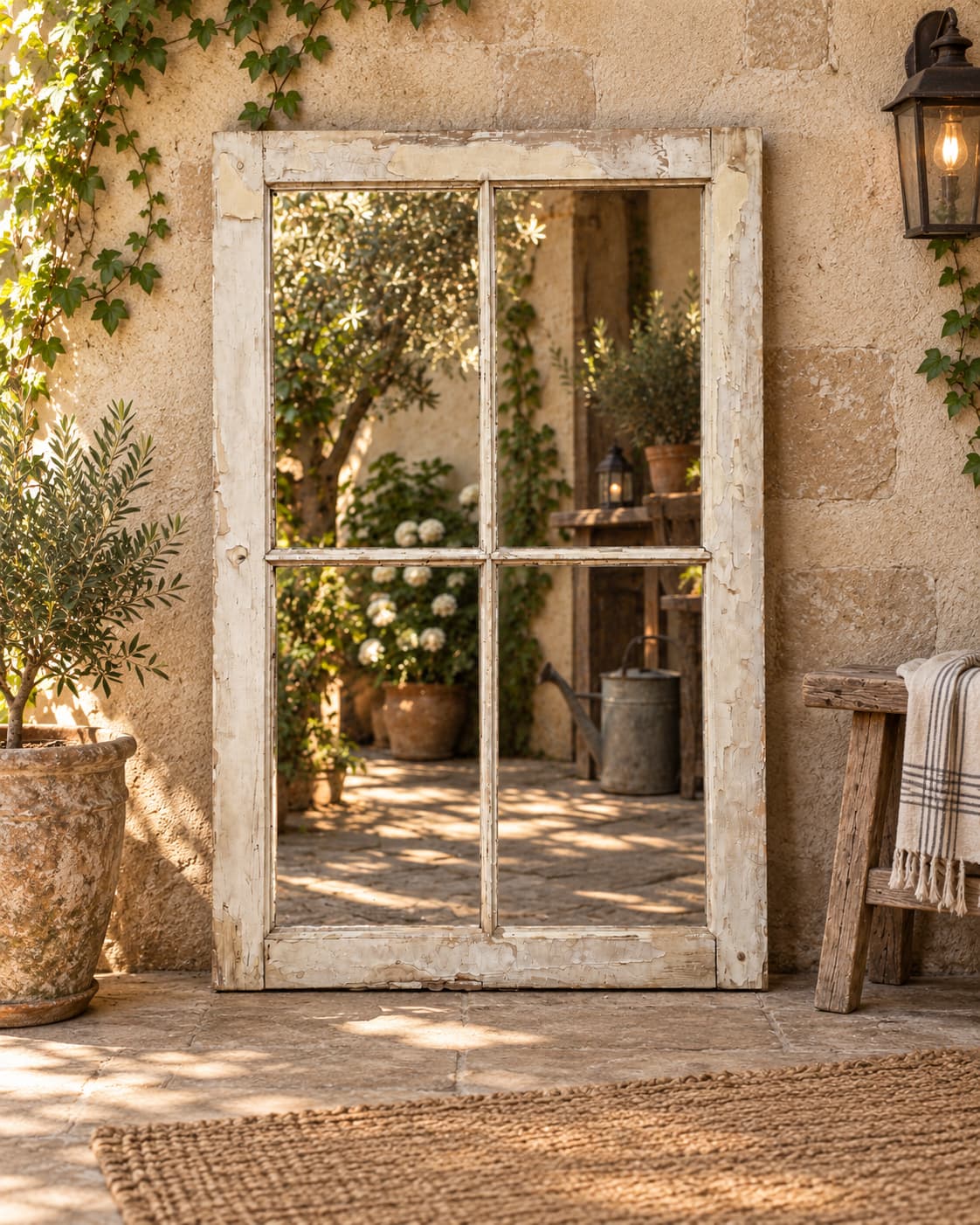 Espejo Ventana Antigua Recuperada | 92 × 142 cm