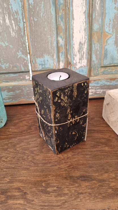 Portavela y aromatizador de madera de pallet