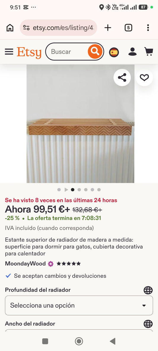 Tabla sobre radiador / pedido especial